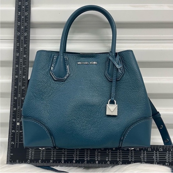 MICHAEL KORS Royal Blue Mercer Satchel Tote Handbag Crossbody Jet Set Bedford - Picture 7 of 12